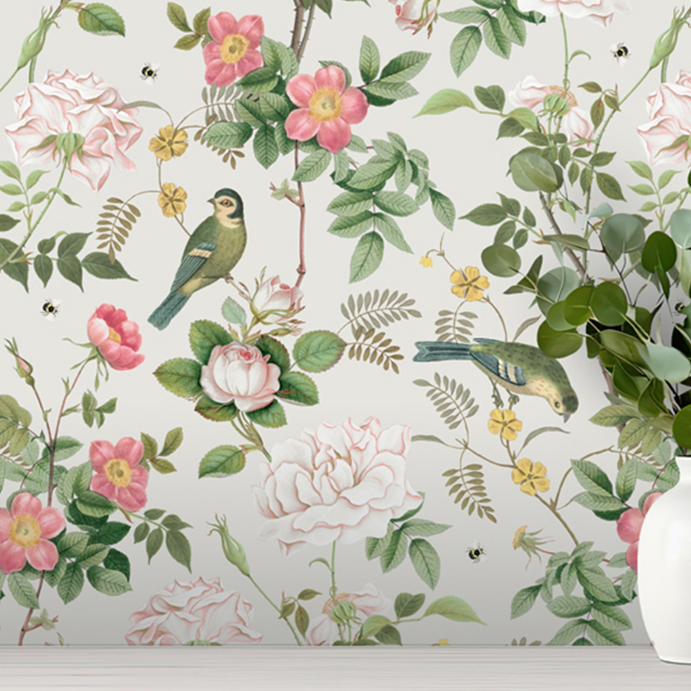 RHS Birdsong and Blooms Cream Wallpaper Image 3