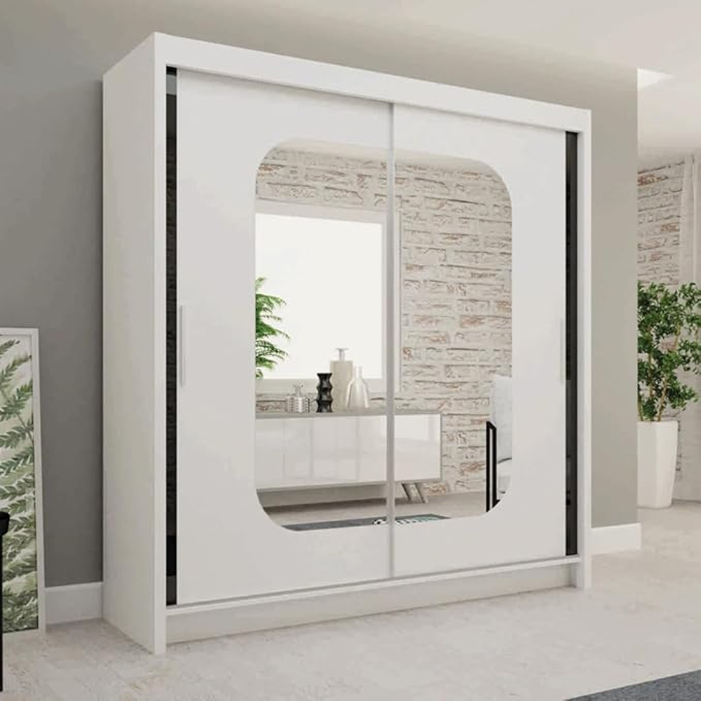 Sliding Wardrobes 4U Marika 2 Door White Mirror Wardrobe Image 3