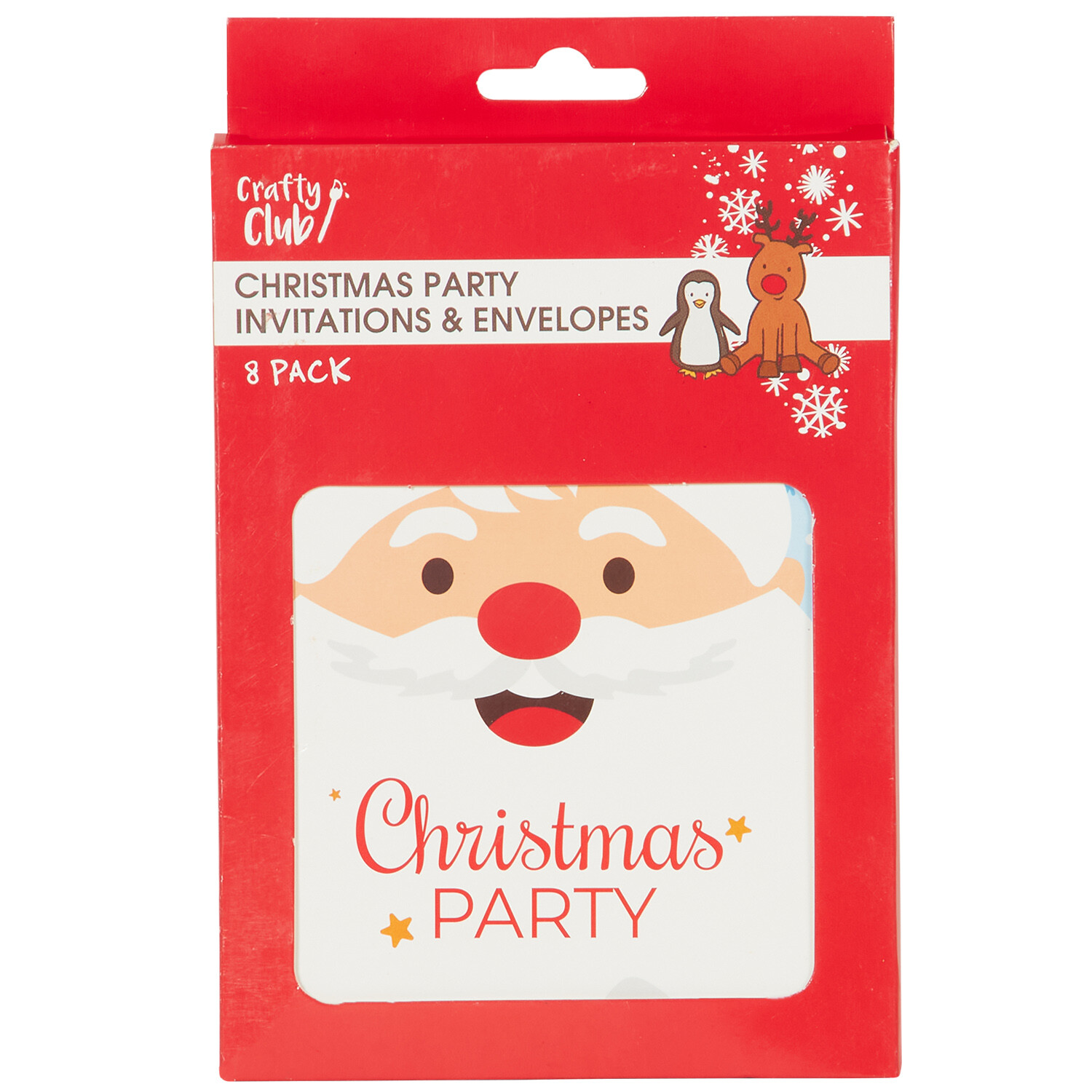 Pack of 8 Santa or Reindeer Invitations and Envelopes - Red Image 2