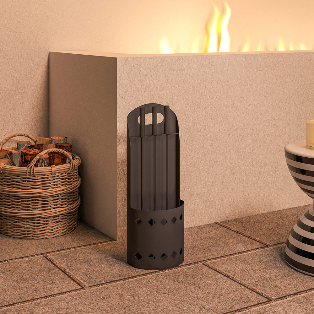Outsunny 4 Piece Black Metal Fireplace Companion Set Image 4