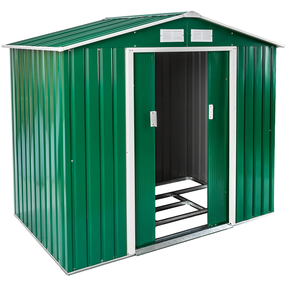 tectake Green and White Gable Roof Shed Image 1