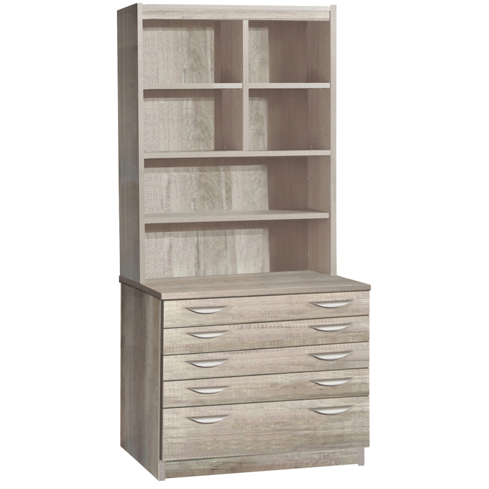 R White Cabinets 5 Drawer 6 Shelf A2 Plan Grey Chest of Drawers with Hutch Image 2