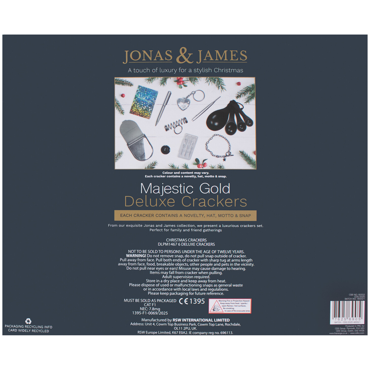 Pack of 6 Jolly Retro Santa Deluxe Crackers Red Image 2