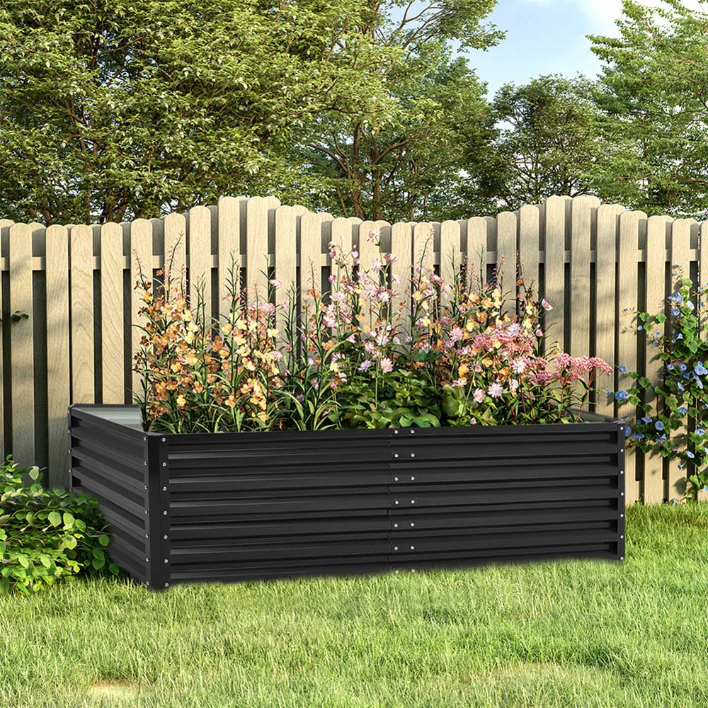 Living and Home Anthracite Rectangular Galvanised Steel Raised Garden Bed 57 x 180 x 90cm Image 2
