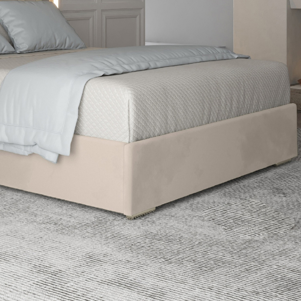 Alison Silver Small Double Velvet Upholstered Metal Bed Frame with Panelled Headboard Image 4