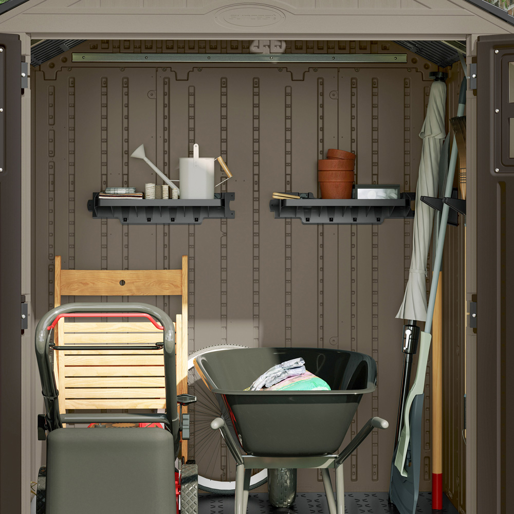 Suncast 2 Piece Extra Deep Shelving with Hooks Set Image 7