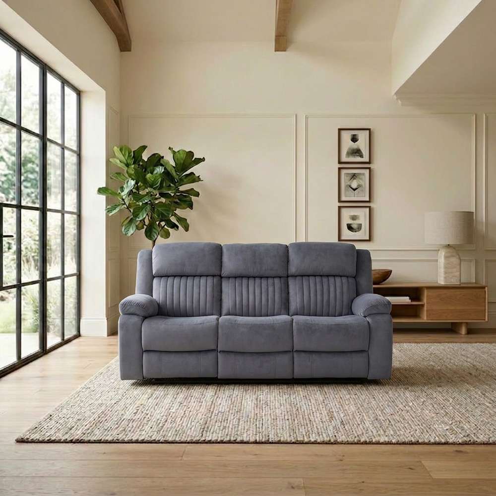 Haddon 3 Seater Dark Grey Manual Recliner Sofa Image 3