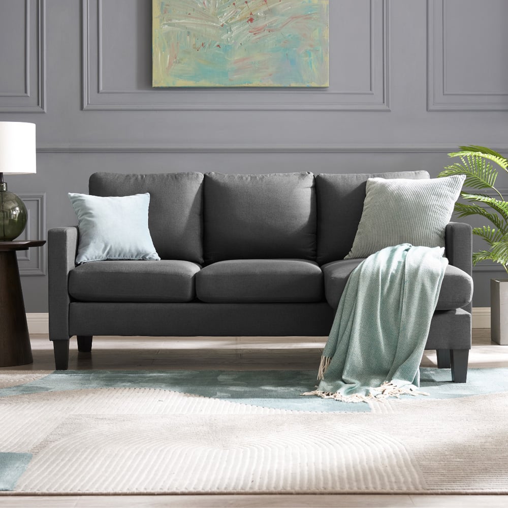 Home Detail Leah 3 Seater Grey Fabric L Shape Sofa Image 6