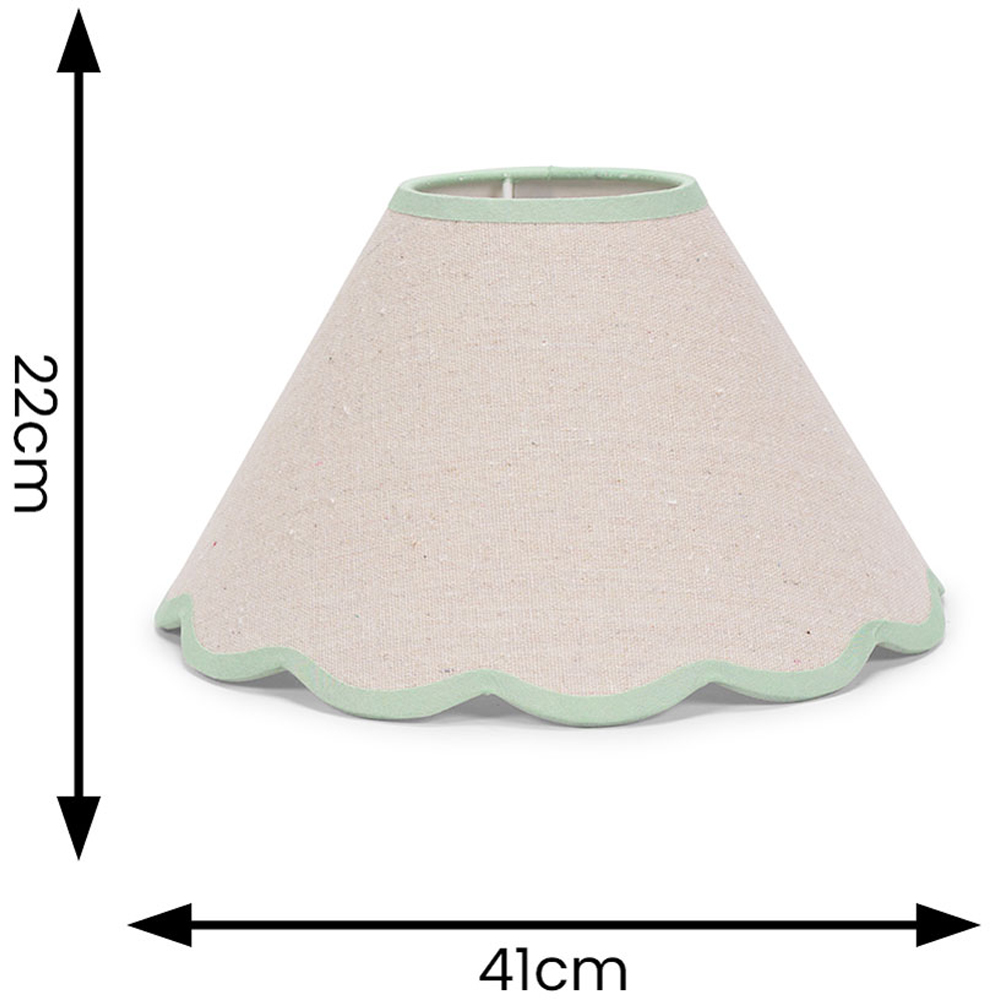 ValueLights Florie Tapered Natural and Green Scallop Lamp Shade Large Image 4