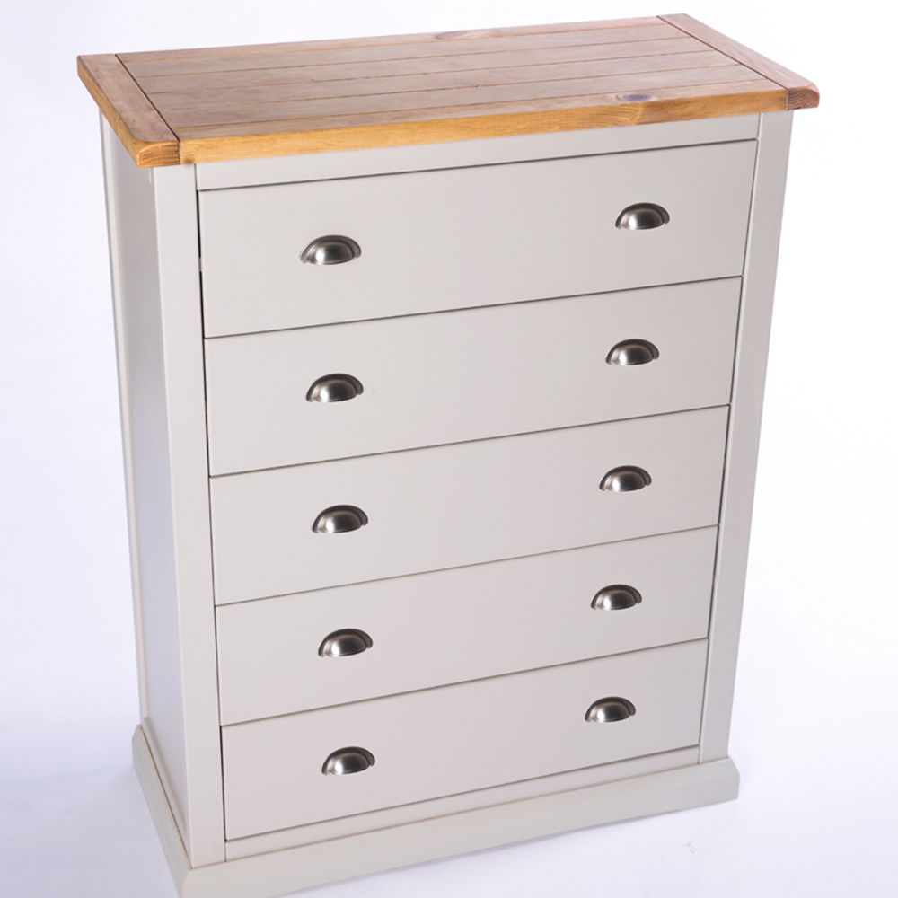 Cabinet Bits Loreo 5 Drawer Grey Chrome Cup Handle Chest of Drawers Image 4