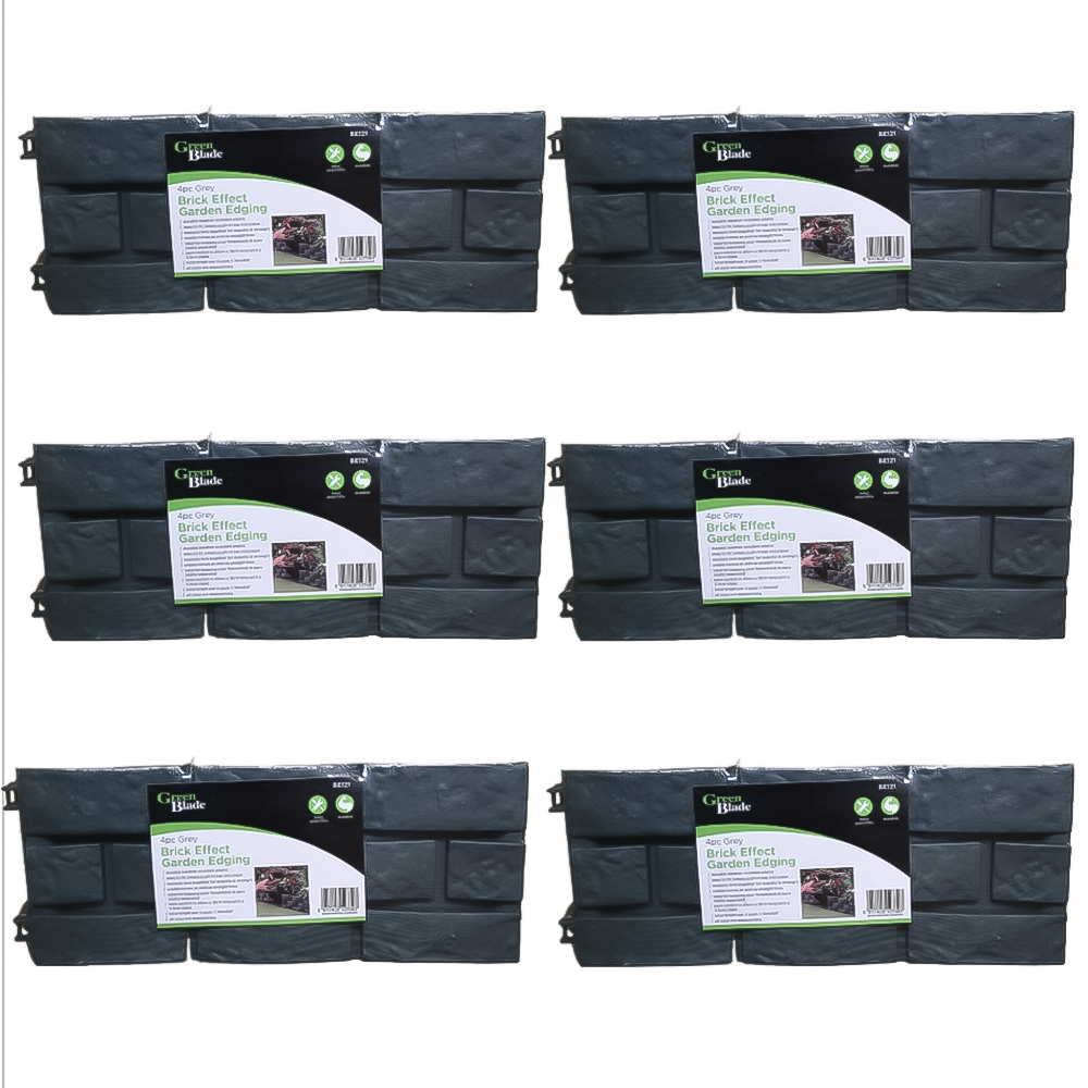 Samuel Alexander Grey Brick Effect 4 x 6 Pack Garden Edging Decorative Border Image 1