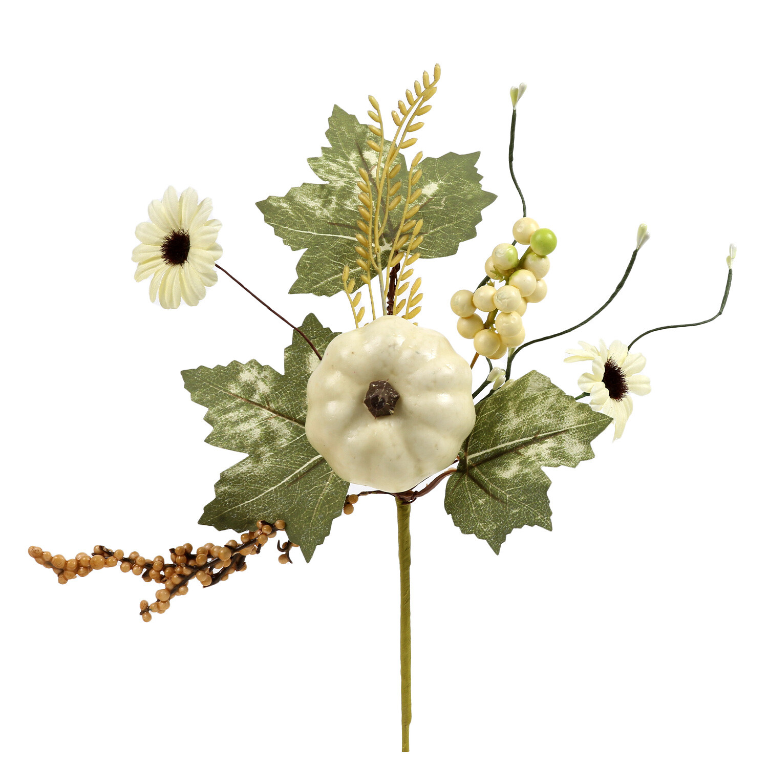 The Fall Collection Small White and Green Autumnal Pick Image 2