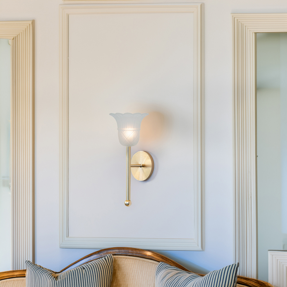 Happy Homewares Frosted White Floral Glass Shade with Ribbed Petal Trim 2 Pack Image 2