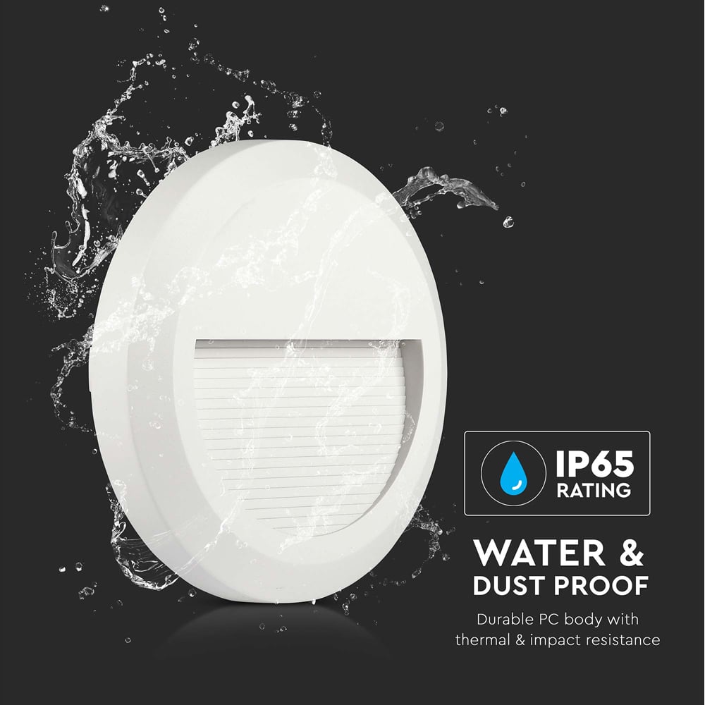 V-TAC 4 Pack 2W White Round Warm White LED Step Light Image 7