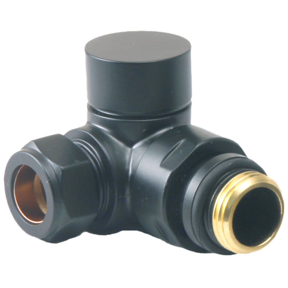 Towelrads Black Round Corner Valve 15mm x 1/2inch 2 Pack Image 2