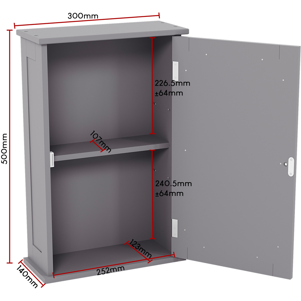 Bath Vida Priano Single Door Grey Wall Mounted Bathroom Cabinet Image 7