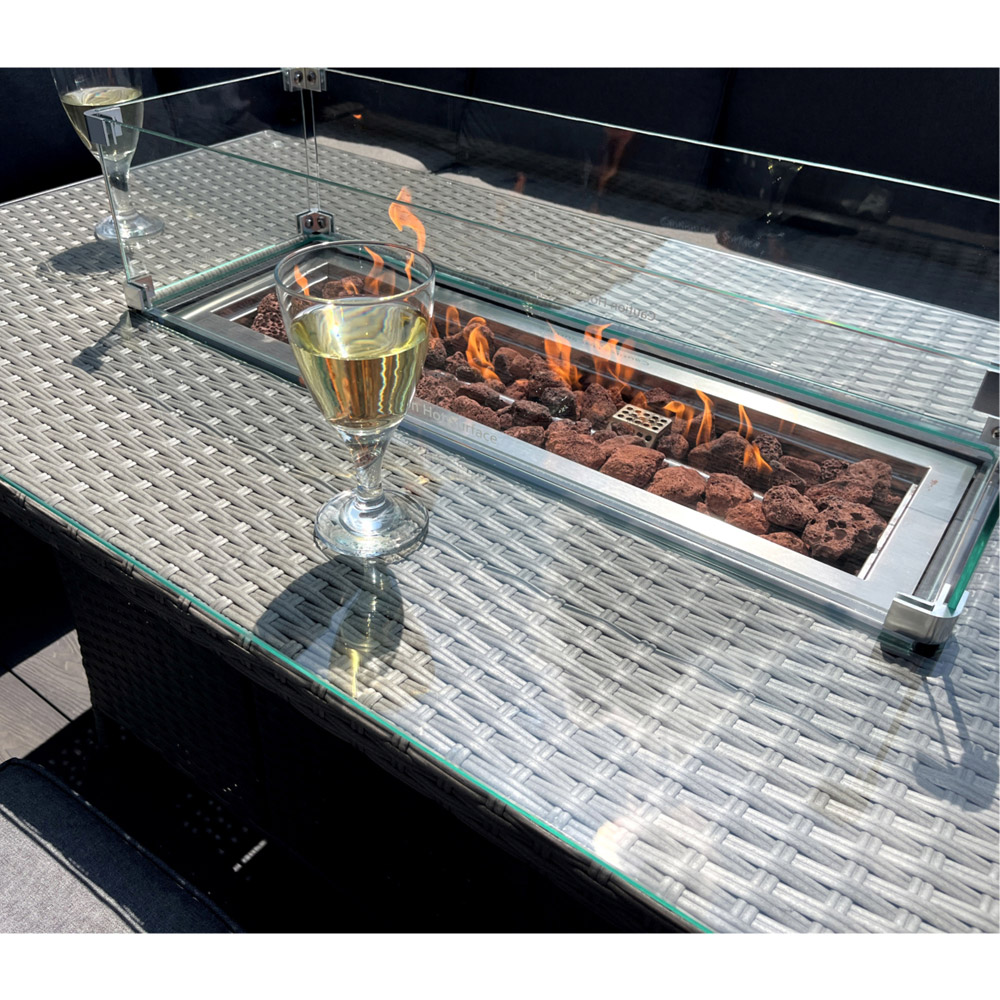 Outdoor Living The Croft 8 Seater Grey Corner Gas Firepit Dining Set Image 5