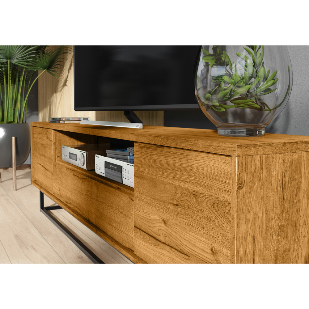 Creative Furniture Rift Loft Dark Oak 2 Door Single Drawer TV Unit Image 5