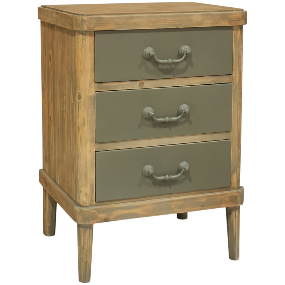 Acacia Home 3 Drawers Multicolour Wooden Bedside Table Image 2