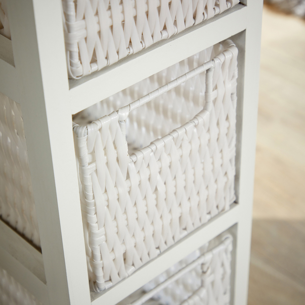 Home Source Lopera 4 Drawer White Slim Storage Tower Image 4