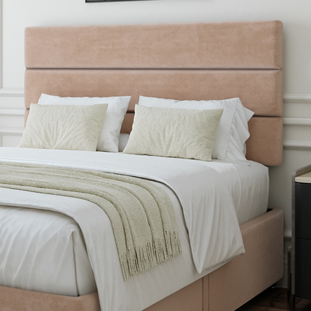 Bedmaster King Size Mink Naples Velvet 2 Drawer Divan Base with Milan Headboard Image 2