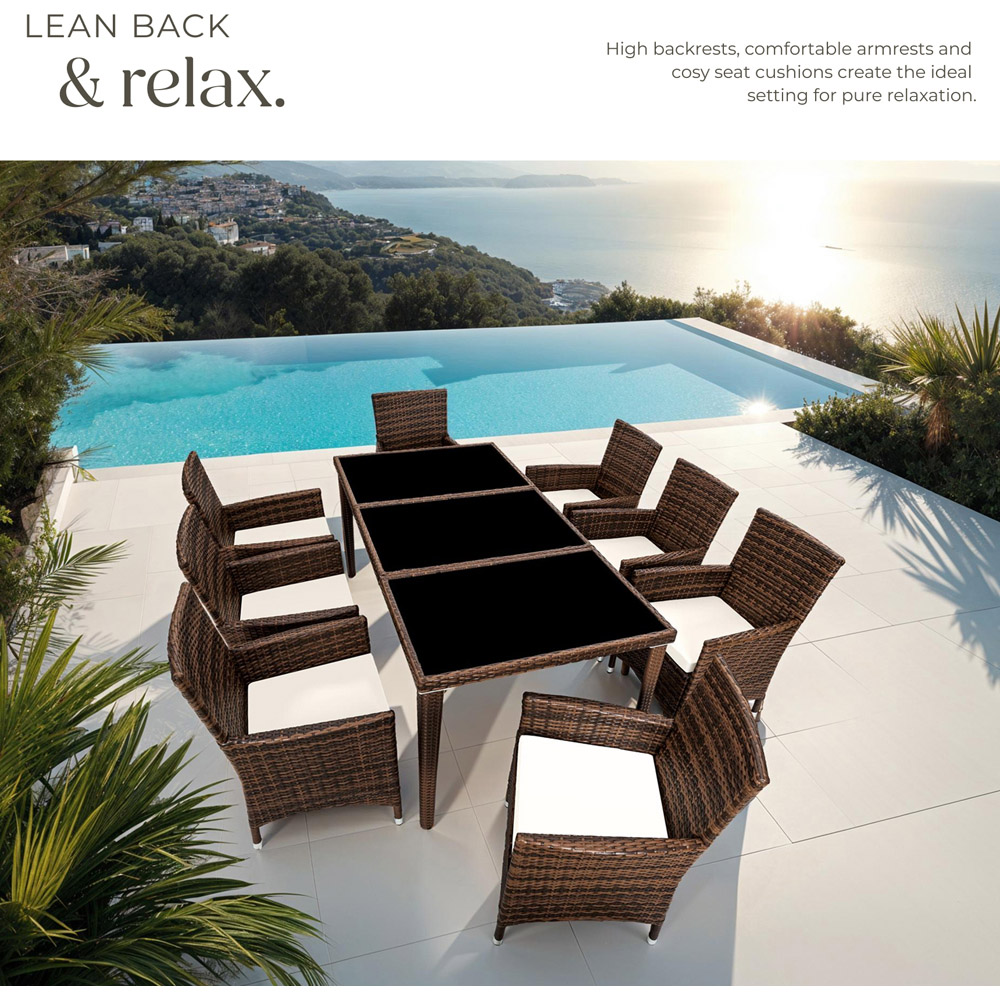 tectake Menorca 8 Seater Rattan Garden Dining Set Black and Brown Image 4