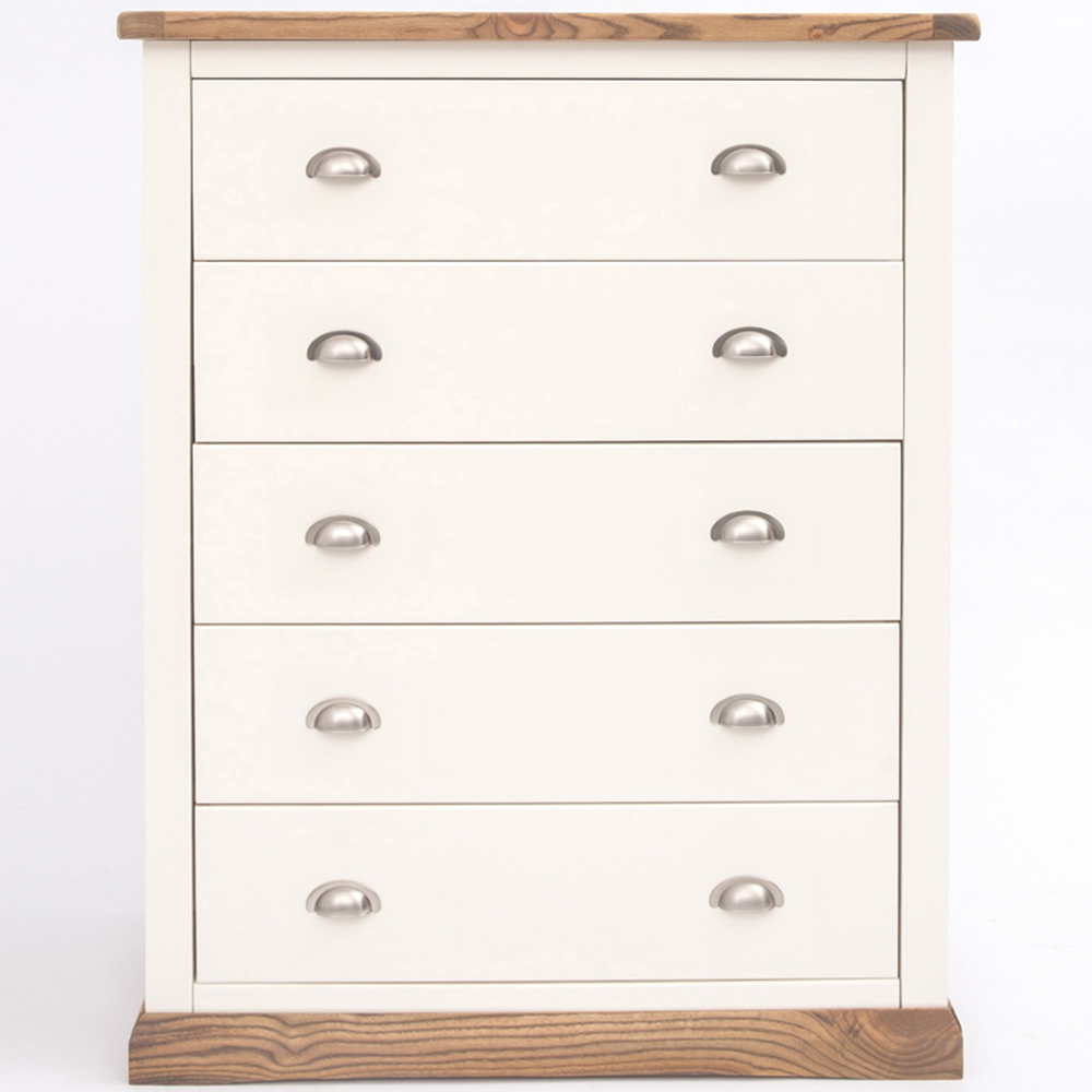 Cabinet Bits Tropea 5 Drawer White Chrome Cup Handle Chest of Drawers Image 2