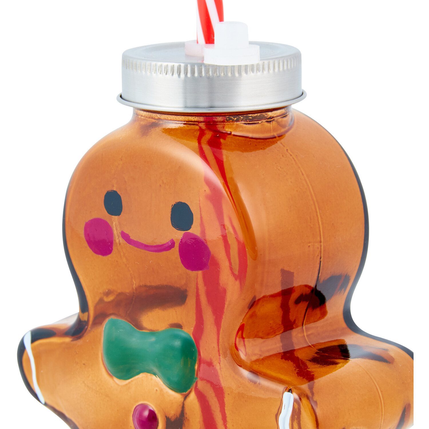 Glass Gingerbread Drinking Jar - Brown Image 3