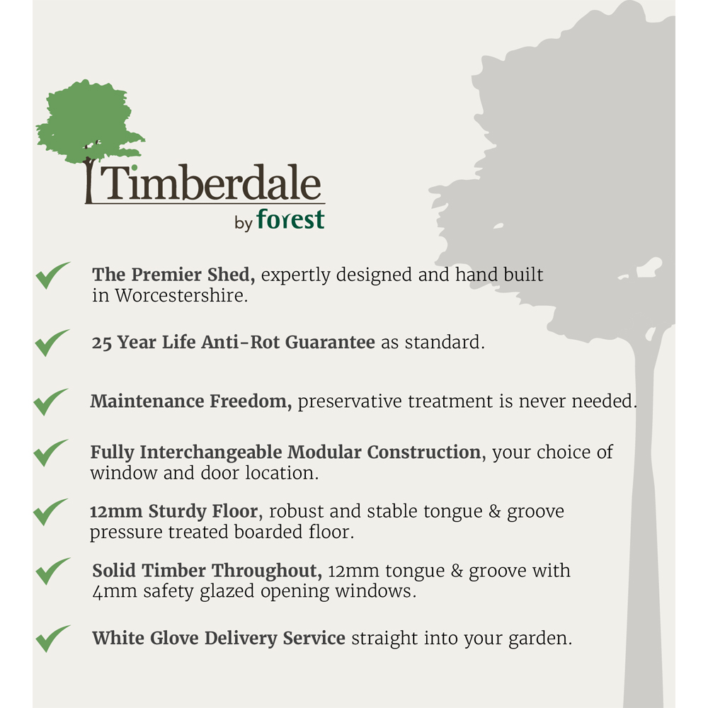 Forest Garden Timberdale 7 x 7ft Reverse Apex Garden Shed Image 8