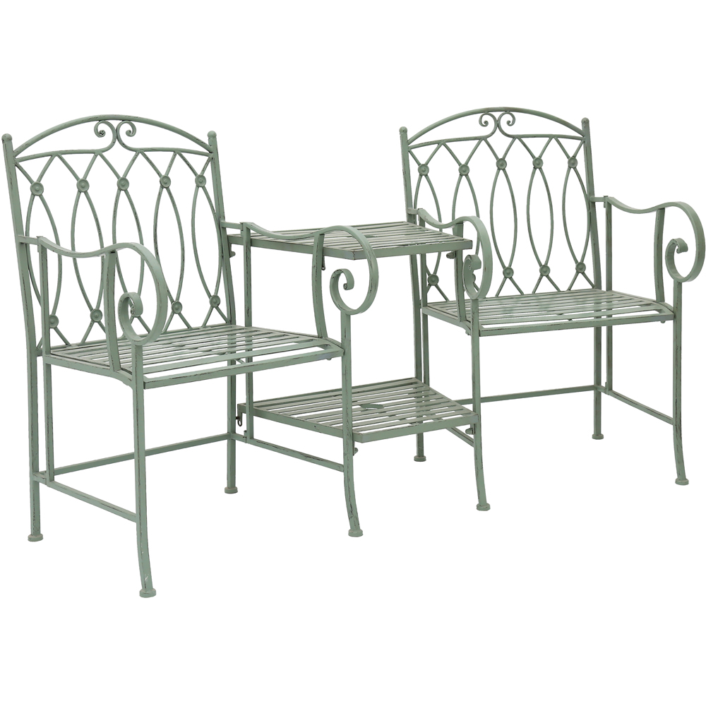 Charles Bentley 2 Seater Wrought Iron Sage Green Companion Seat Image 2