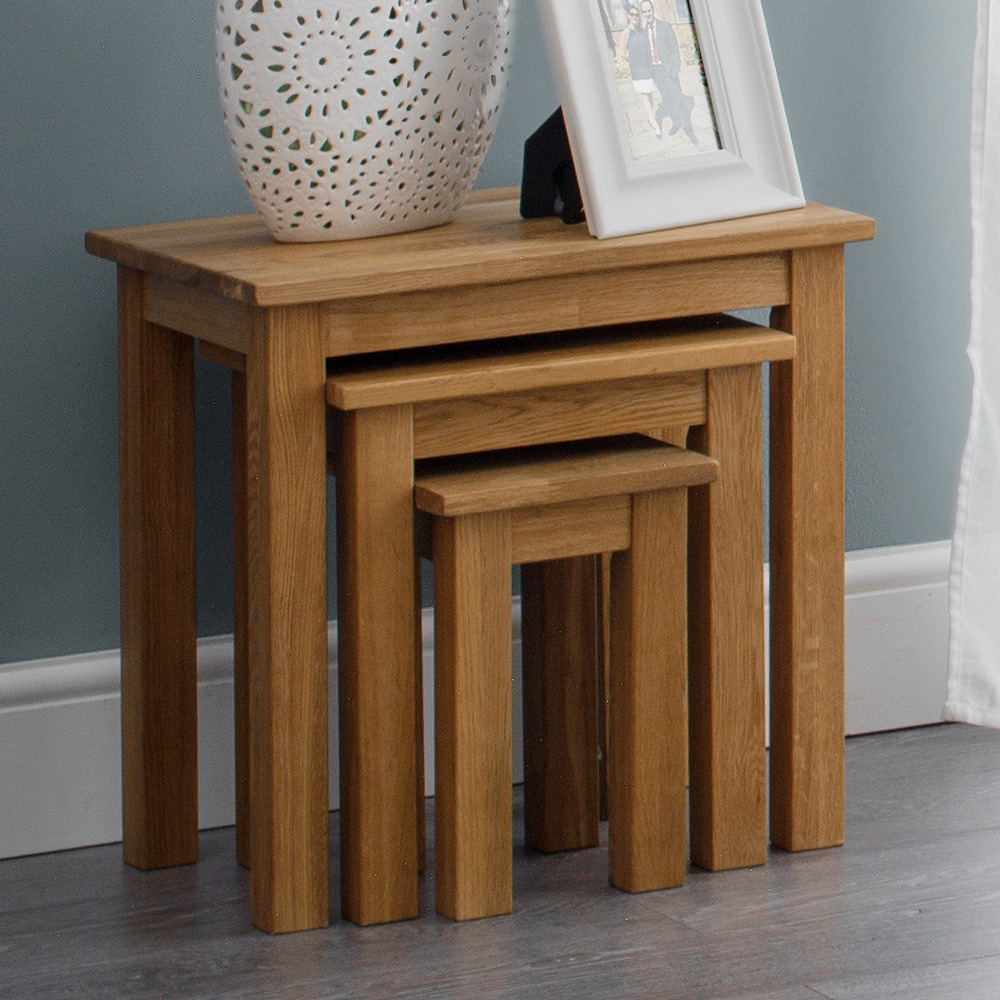 Julian Bowen Coxmoor Oak Nest of Tables Set of 3 Image 1