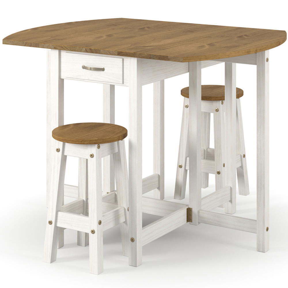 Core Products Corona 2 Seater Drop Leaf Oval Breakfast Table Set White Image 2