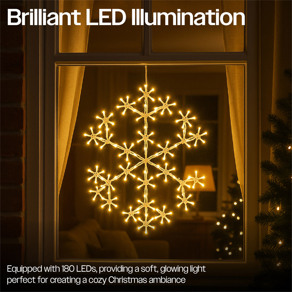 Xmas Haus 180 Warm White LED Metal Snow Flake Light 49 x 49cm Image 3
