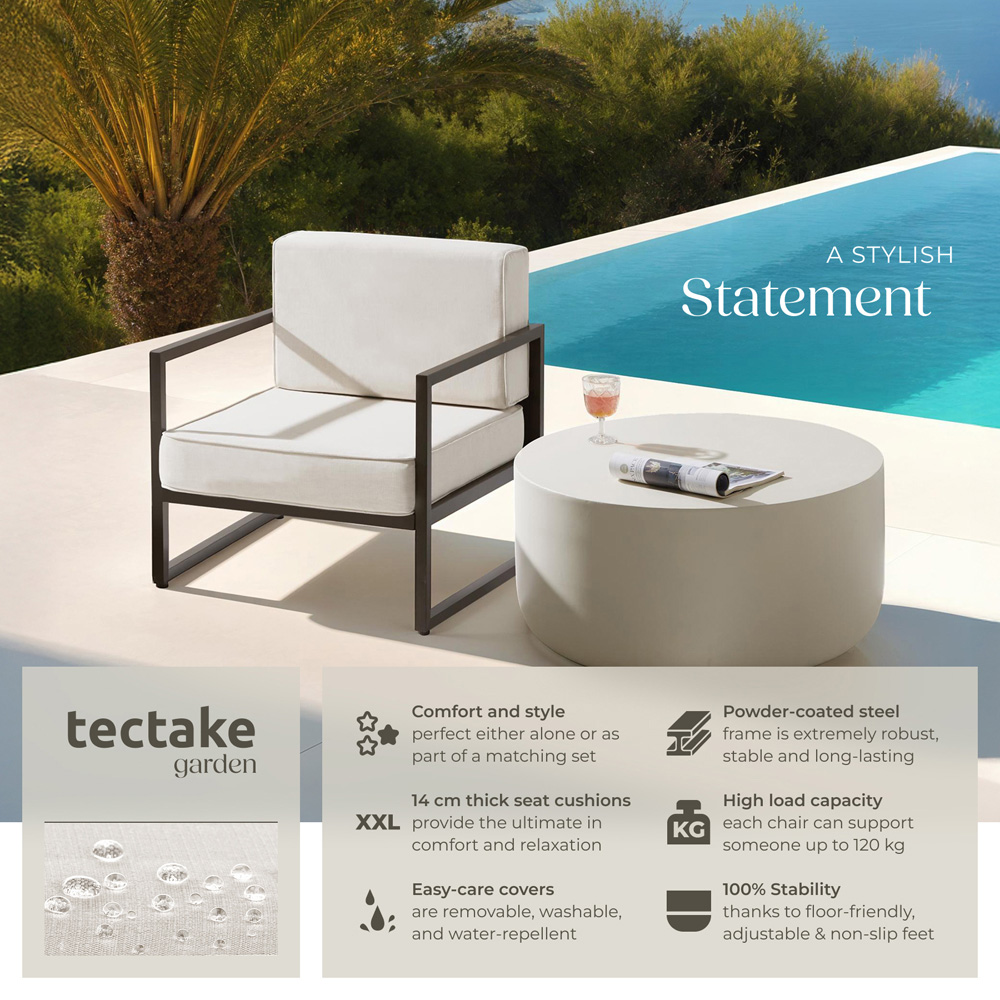 tectake Comosa Set of 2 Brown and Beige Garden Chair Image 6