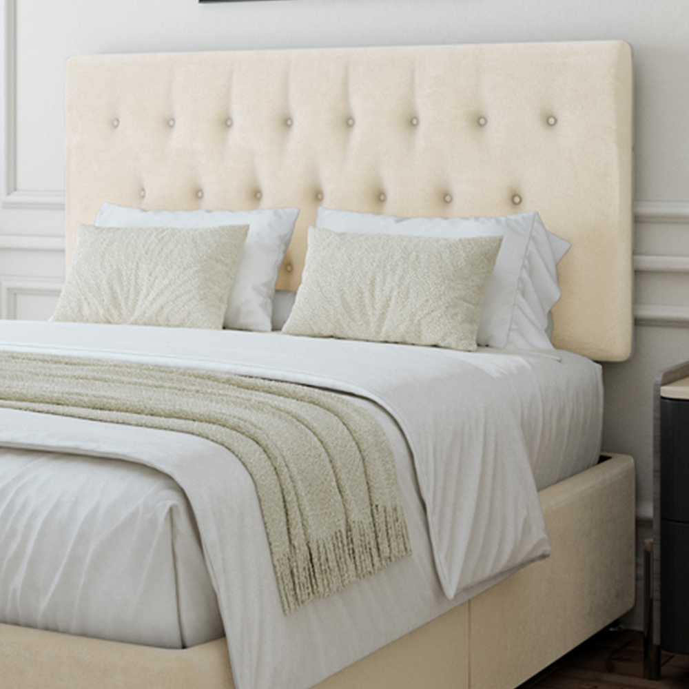 Bedmaster Small Double Cream Naples Linen Divan Base with Lona Headboard Image 2