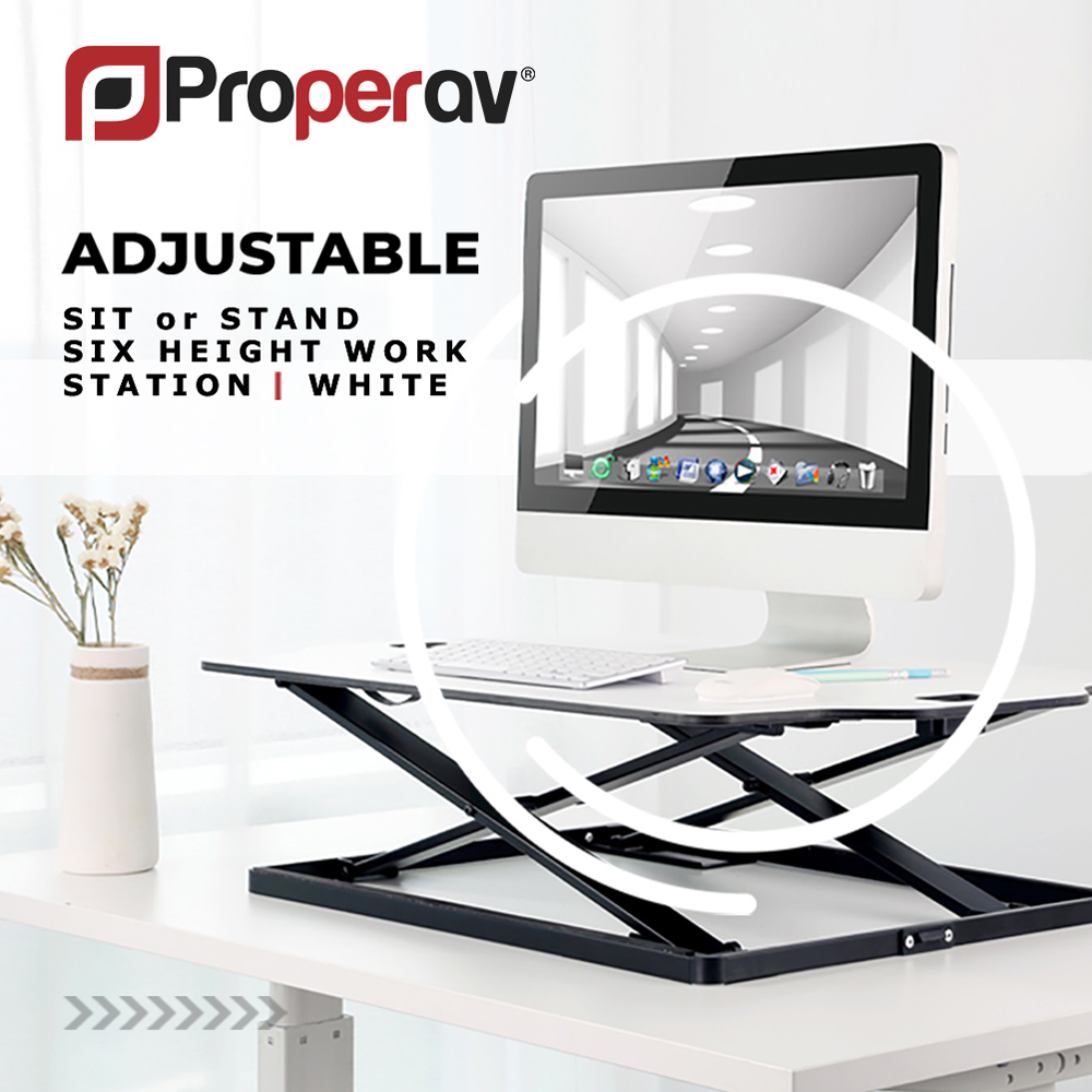 ProperAV Slim Profile Stand Up Workstation Desk White Image 5