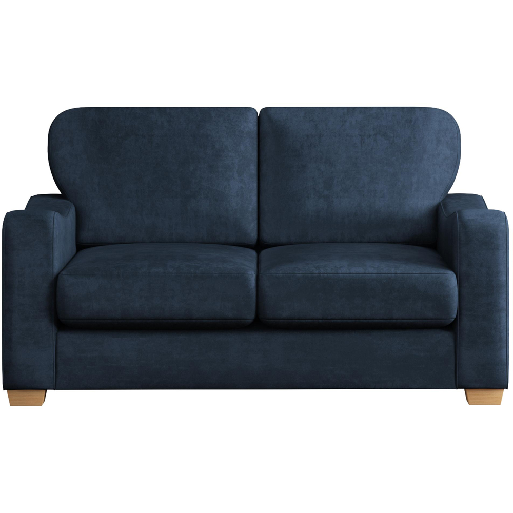 Theadford 2 Seater Royal Blue Plush Velvet Fixed Back Sofa Image 2