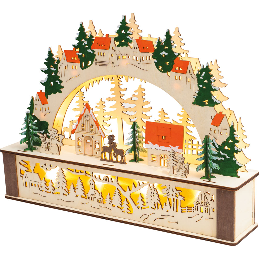 St Helens Wooden Light Up Festive Scene Image 3