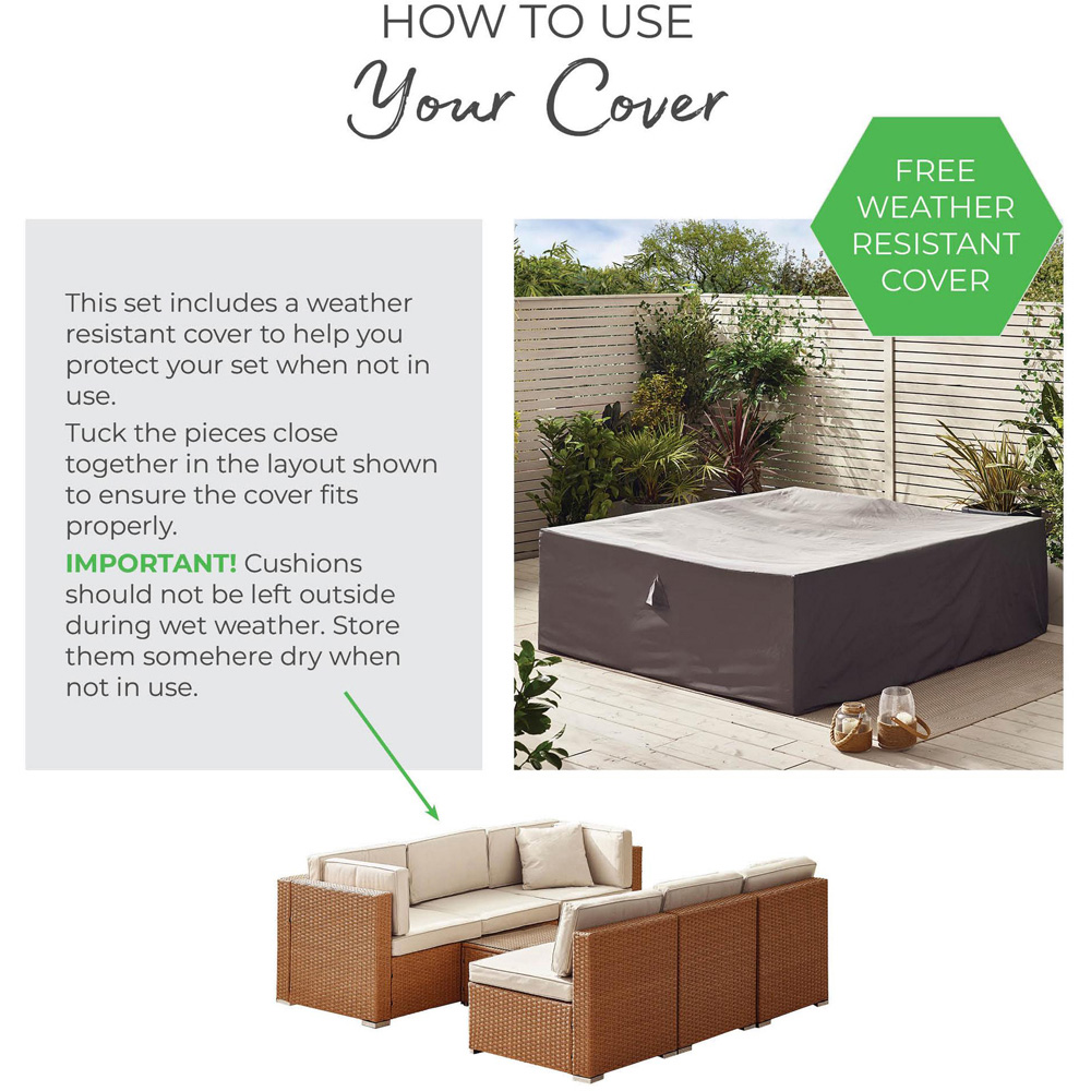 Furniturebox Windermere 6 Seater Warm Natural PE Rattan Outdoor Sofa Set Image 8