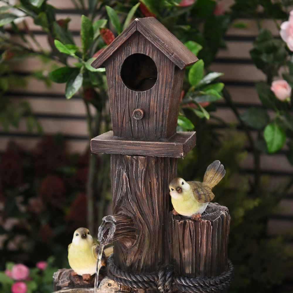 Garden Gear Bird House and Bucket LED Water Feature with 2 Birds Image 3