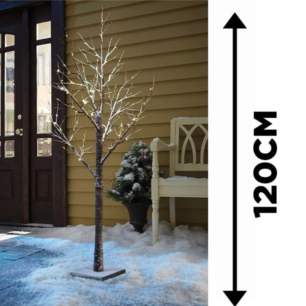 Marco Paul 48 Warm White LED Snow Effect Twig Tree Light Up Christmas Decoration Image 2