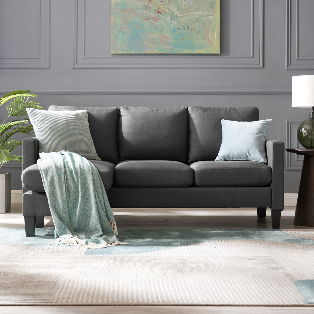 Home Detail Leah 3 Seater Grey Fabric L Shape Sofa Image 8