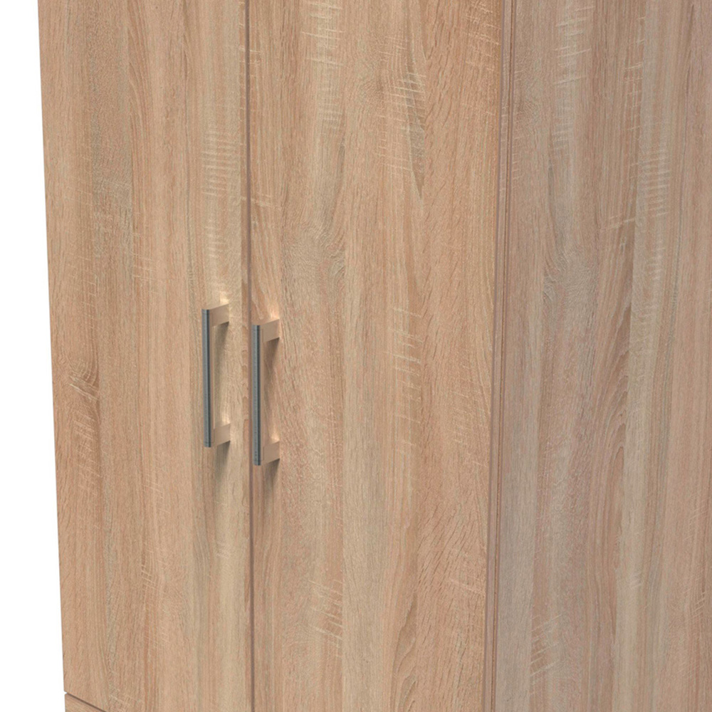 Crowndale Devon Ready Assembled 2 Door 2 Drawer Bardolino Oak Wardrobe Image 6