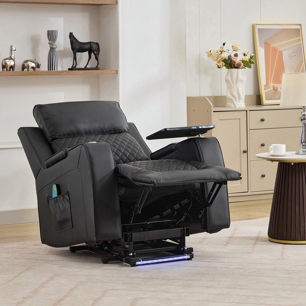 Artemis Home Byron Black Leather Massage and Heat Electric Riser Recliner Chair Image 5