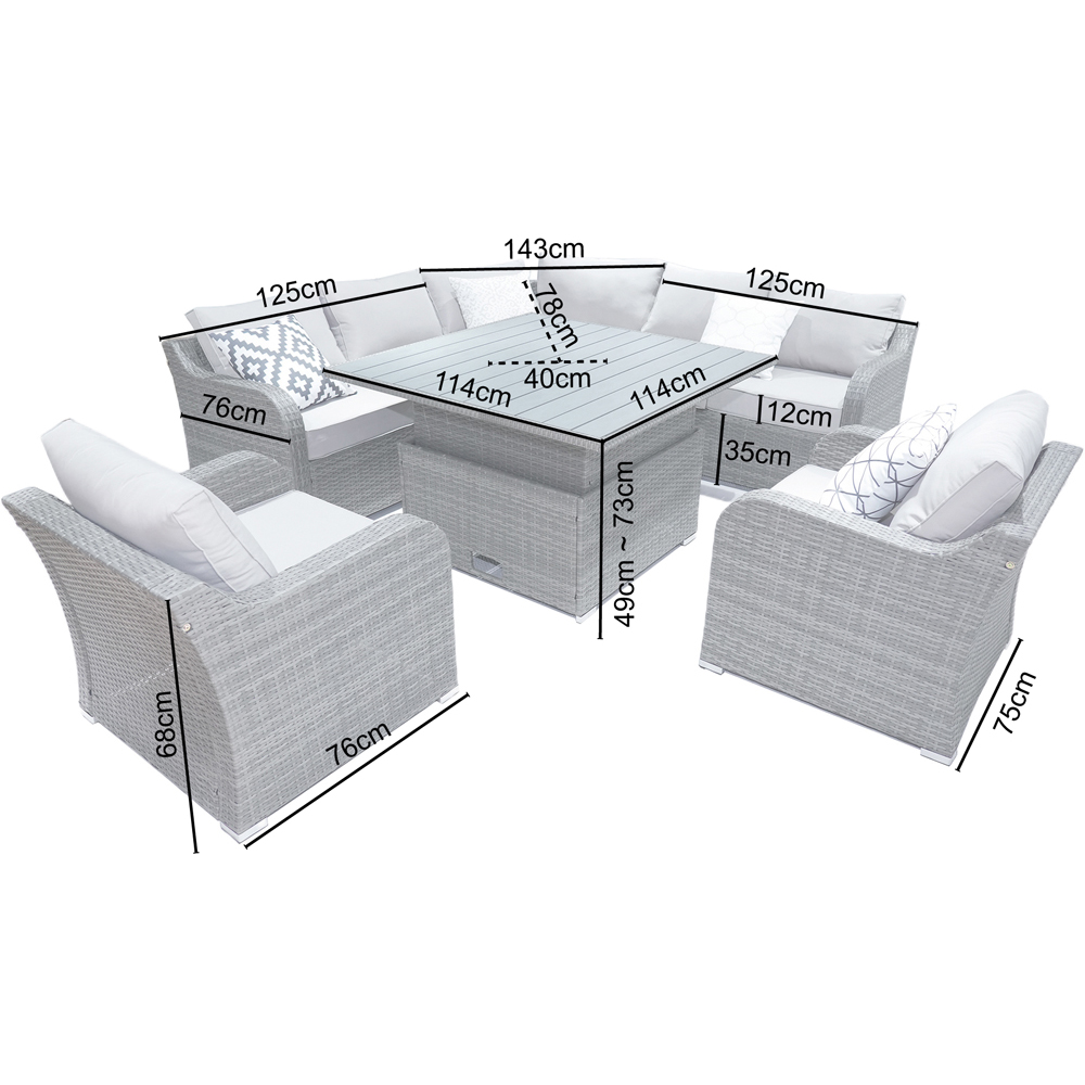 RayGar Valletta 7 Seater Rattan Garden Corner Lounge Set Image 8
