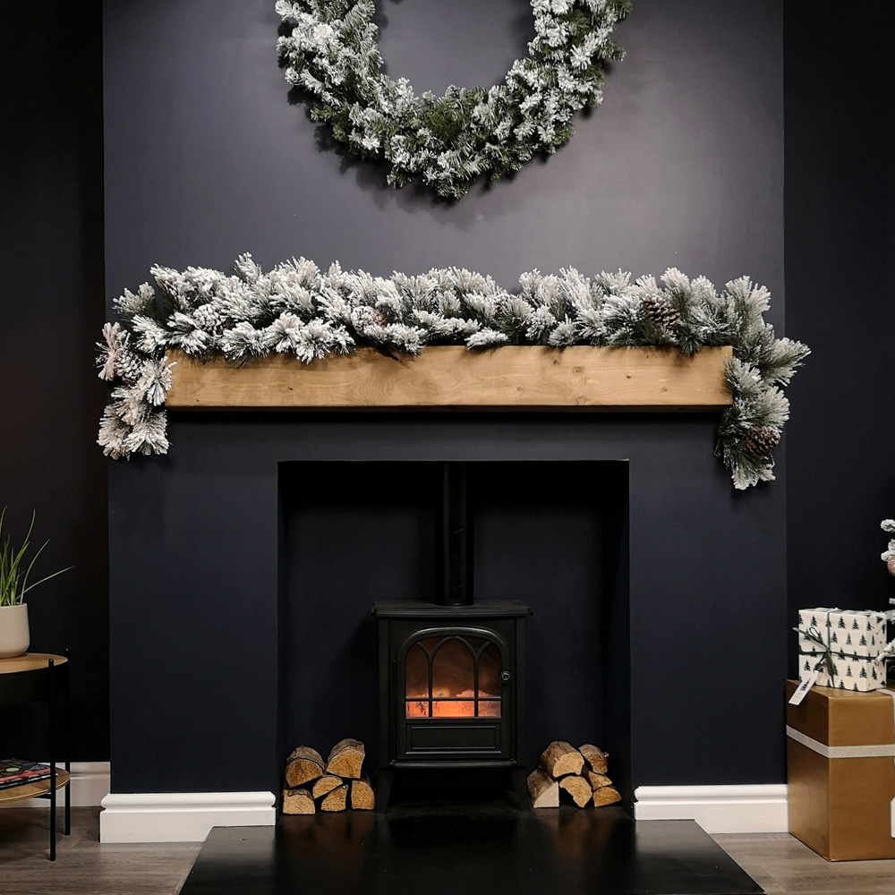 Samuel Alexander Snow Flocked Christmas Garland with Pinecones 180cm Image 2