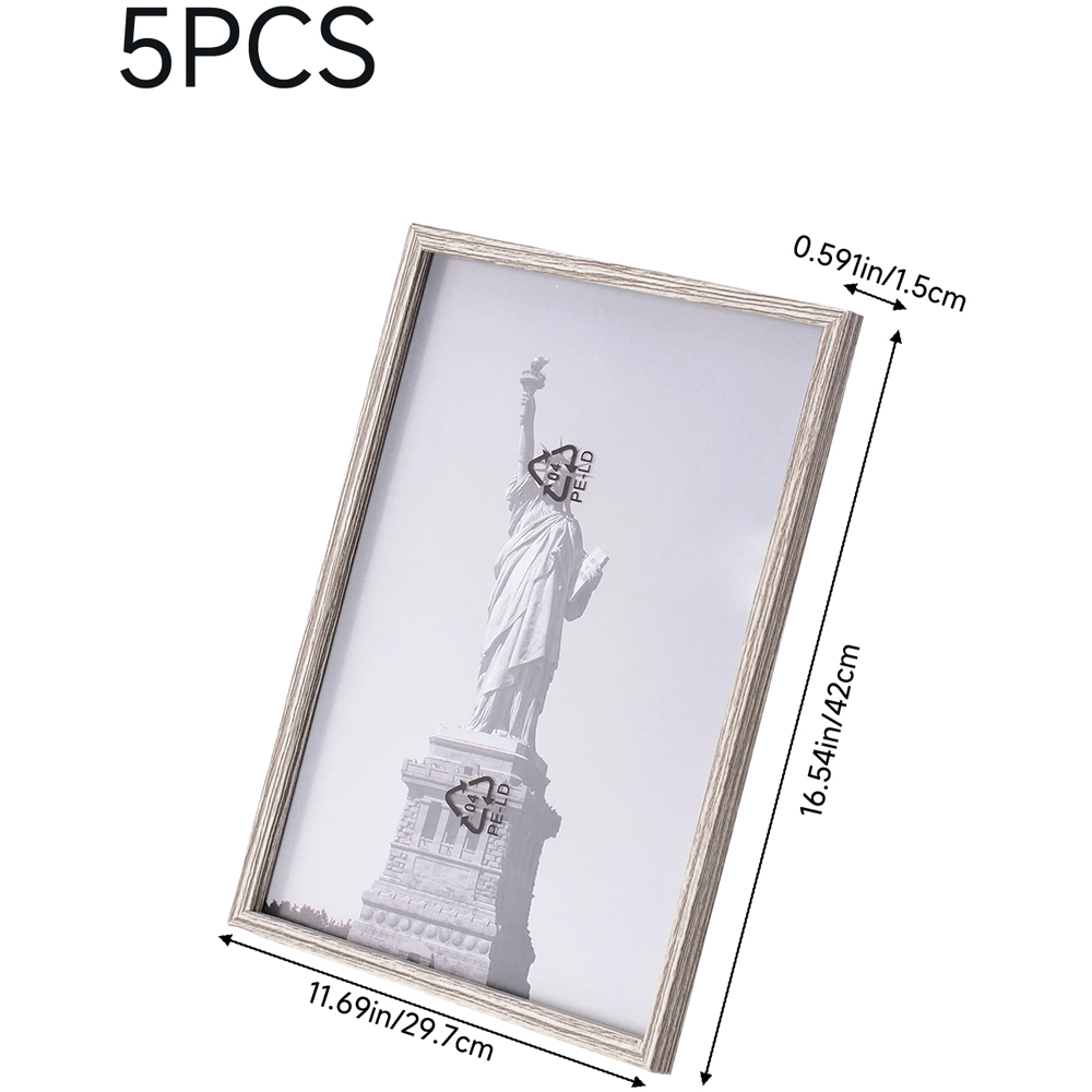 Living and Home Grey Wood Grain Photo Frame 11.7 x 16.5 inch 5 Pack Image 8
