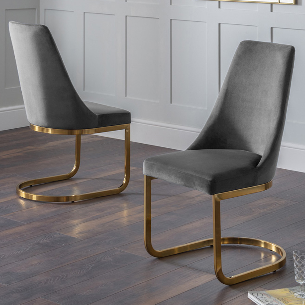 Julian Bowen Vittoria Cantilever Set of 2 Grey Dining Chairs Image 1