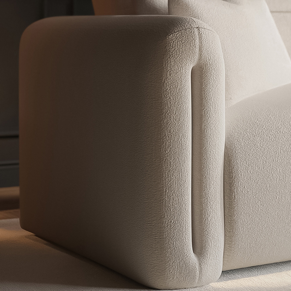 SOLACE+CO Mabel 3 Seater Beige Chenille Sofa Image 4