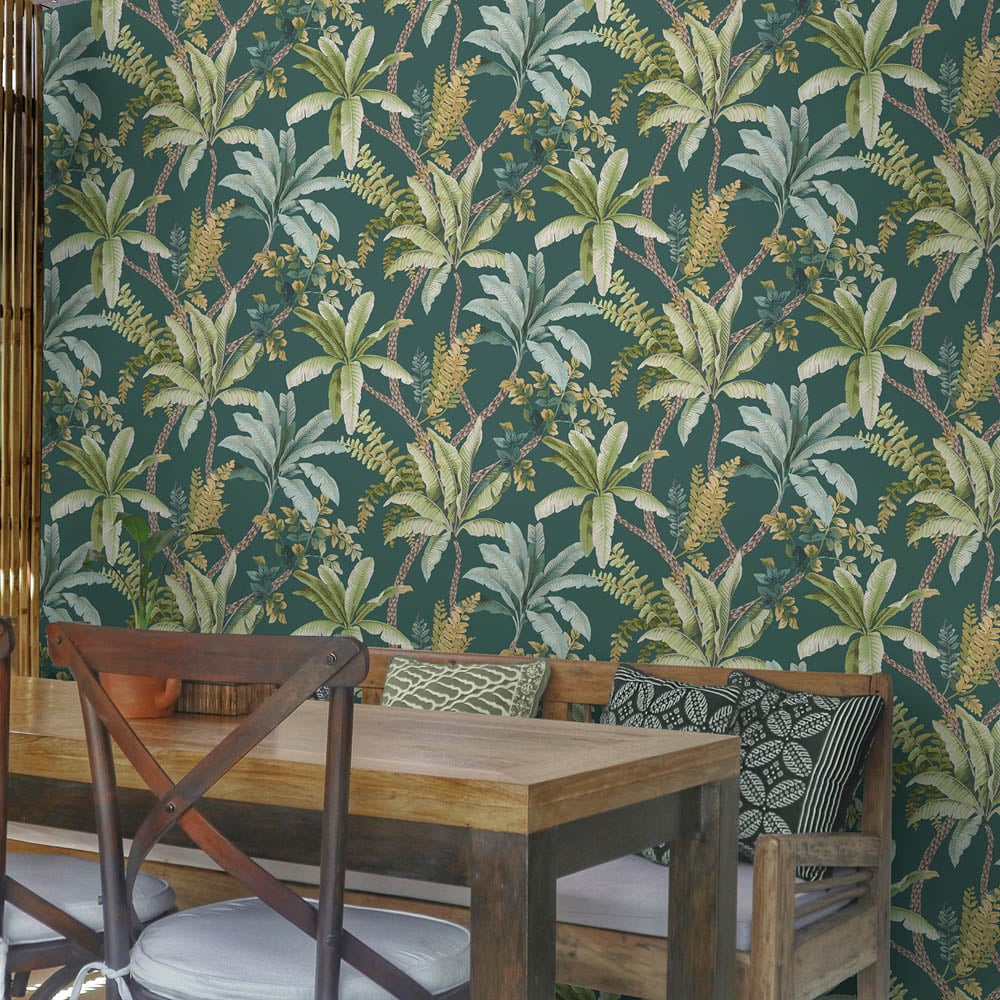 Holden Decor Trailing Palm Teal Wallpaper Image 3
